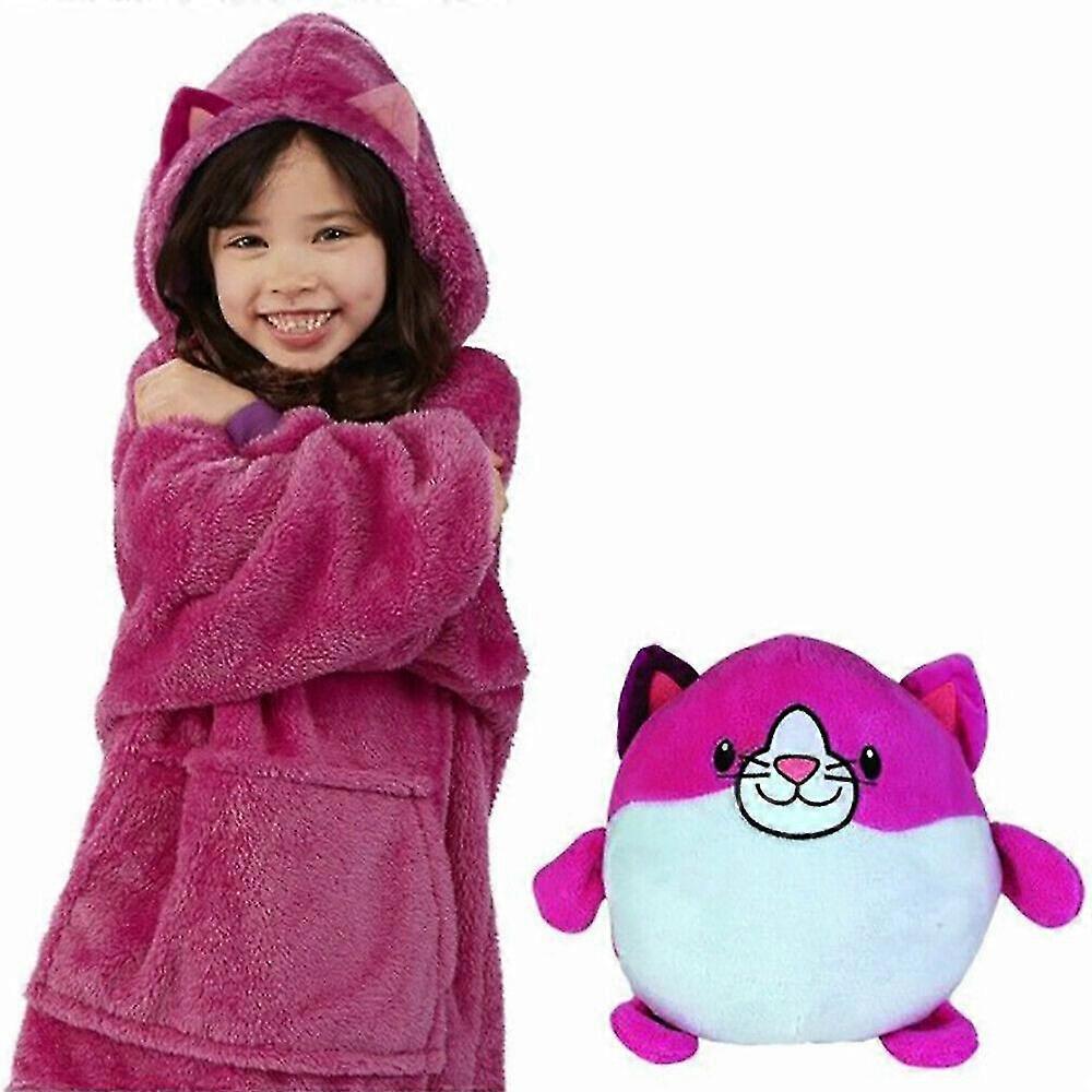 Woyaz Blanket Sweatshirt Pets Hoodie Plush Blanket Soft Warm Kids Coat Rose red