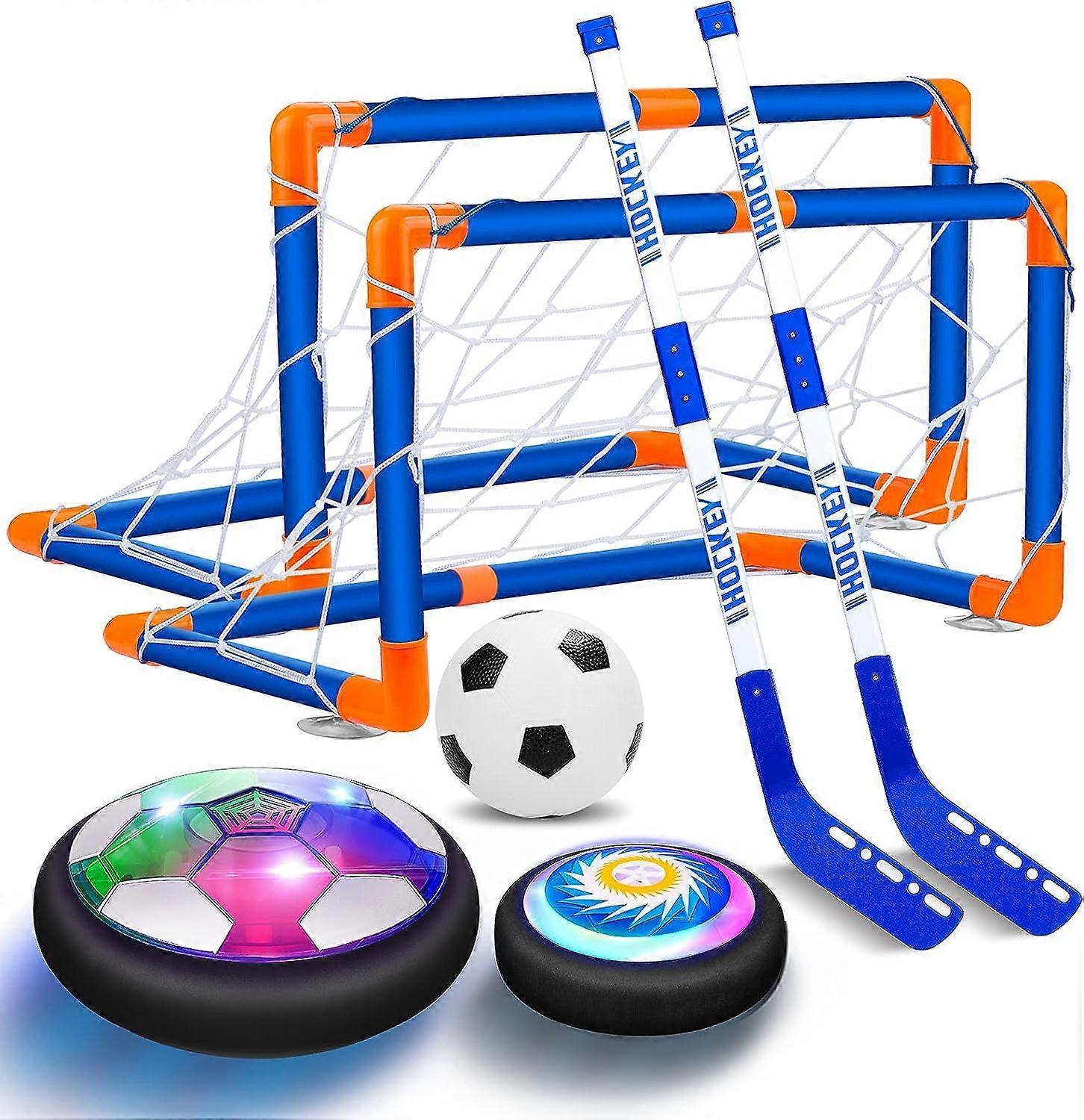 Heyone Kids Toys Hockey Soccer Ball Set with Goals, Rechargeable Floating Air Soccer Ball with Led Light and Foam Bumper