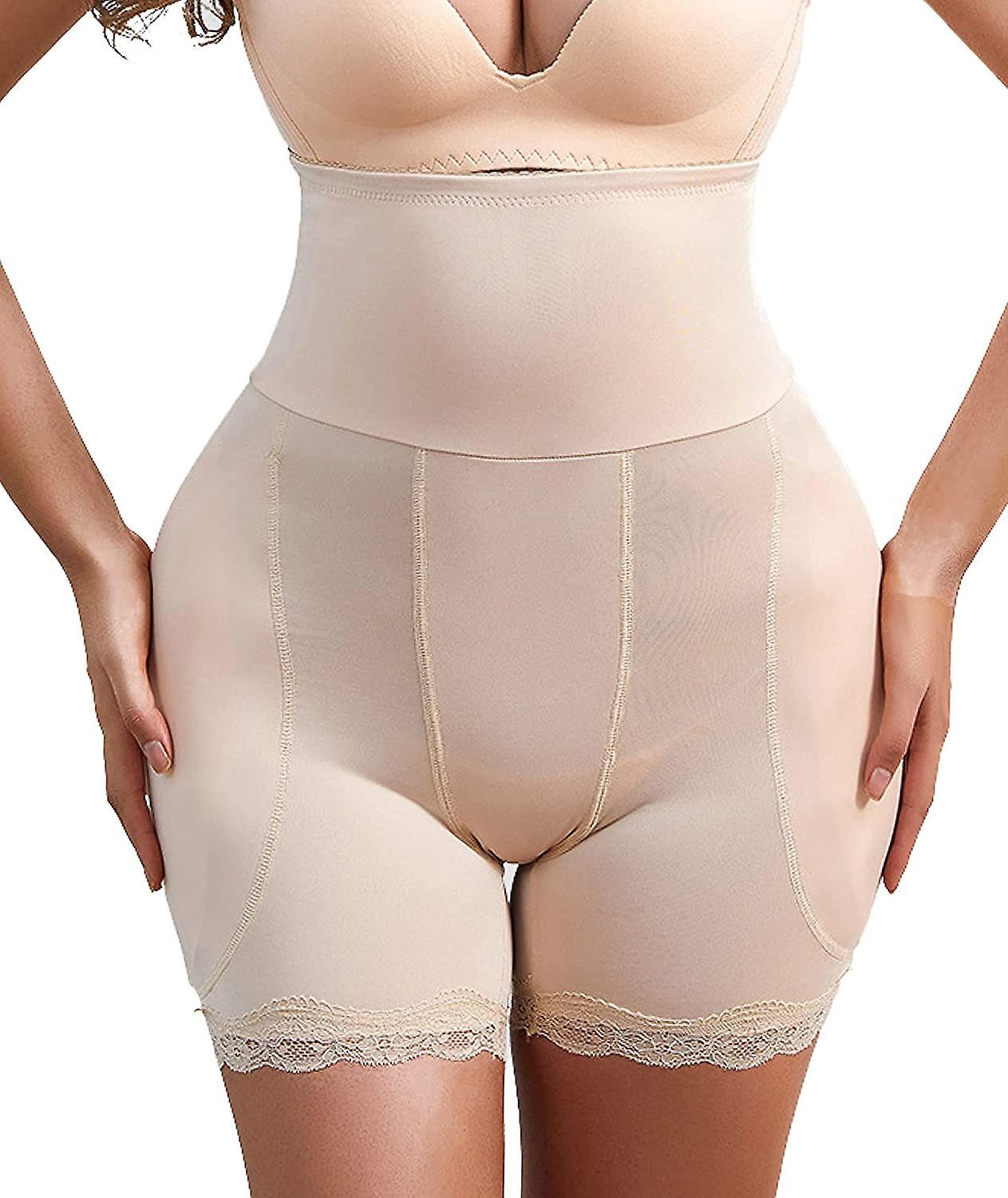 Morakot Butt Pads For Bigger Butt, Lace Butt Lifting Shapewear Thicker Tummy Control Padded Underwear For Women Beige Large