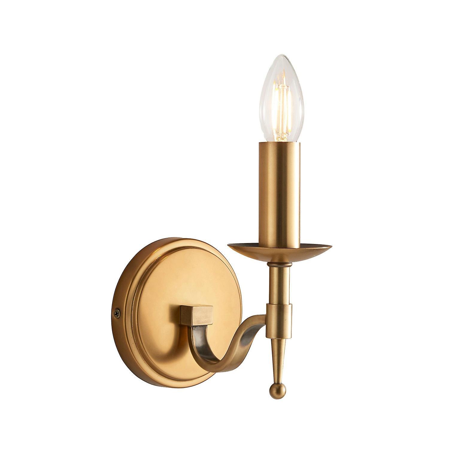 Stanford 1 Light Indoor Candle Wall Light Antique Brass E14