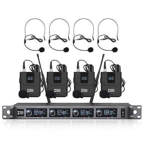 Generic Xtuga A140-b Wireless Microphone System 4 Bodypack Headset Lavalier Microphone EU Plug