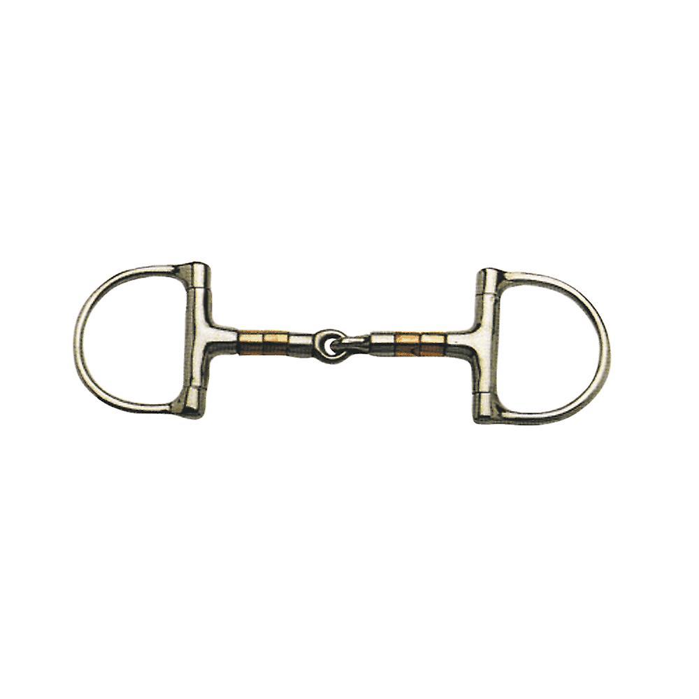 Korsteel Stainless Steel Copper & Steel Rollers Jointed D Ring Snaffle Bit 5"