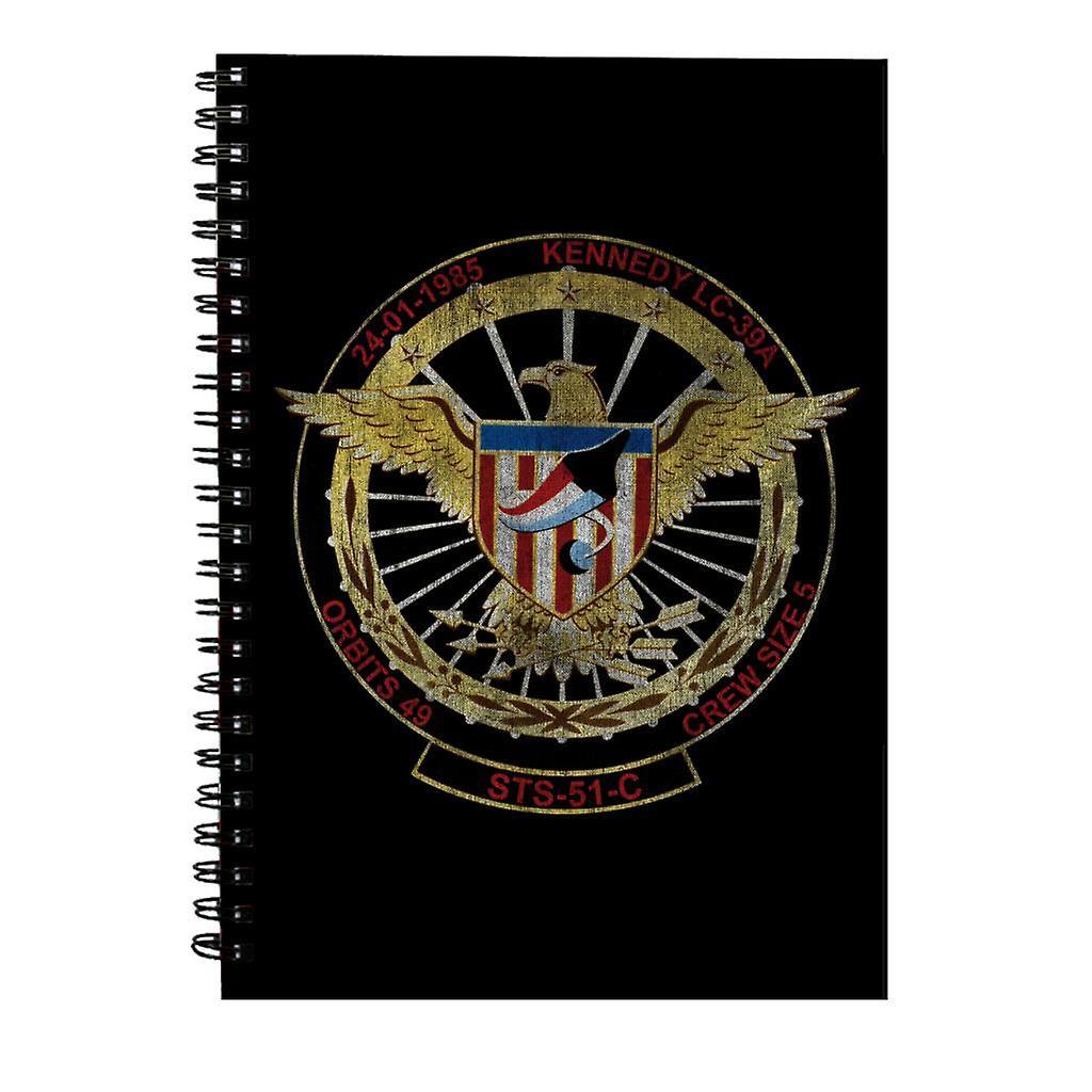 NASA STS 51 C Discovery Mission Badge Distressed Spiral Notebook Black 15 x 21 cm