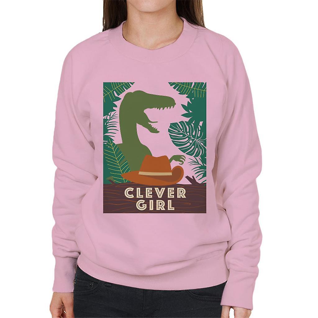 Jurassic Park Velociraptor Silhouette Clever Girl Women's Sweatshirt Light Pink Medium