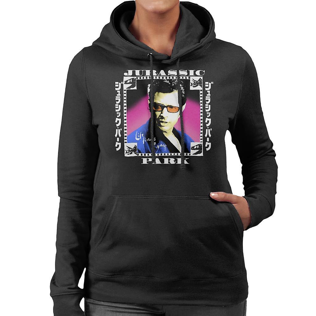 Jurassic Park Ian Malcolm Life Finds A Way Women's Hooded Sweatshirt Black Medium