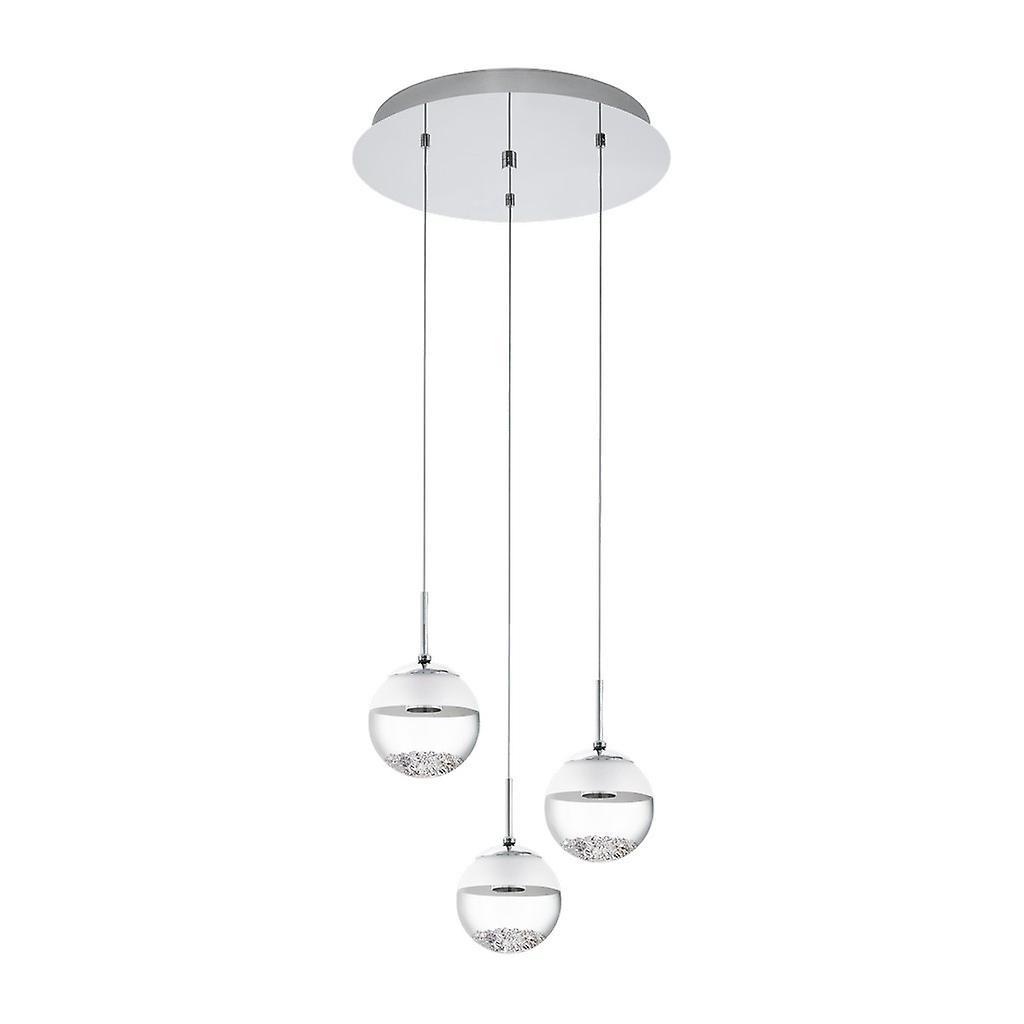 Eglo Lighting Montefio LED 3 Light Cluster Pendant Polished Chrome with Crystals