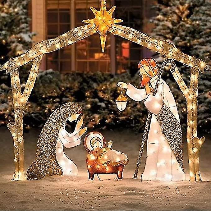 Cryin Kongque -  Lighted Outdoor Nativity Scene, Christmas Holy Family Yard Decoration, Nativity Sets For Christmas Outdoor, Easter Decorations Lig...