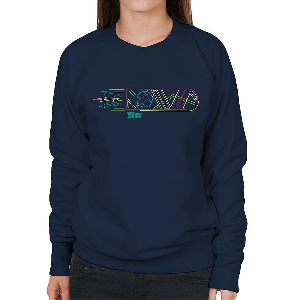 Back to the Future Neon Hoverboard Outline Women's Sweatshirt Navy Blue Large