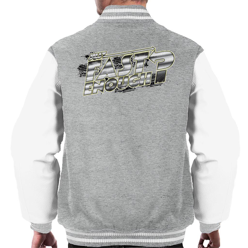 Fast & Furious Fast and Furious Just Fast Enough Chrome Text Men's Varsity Jacket Heather Grey/White Medium