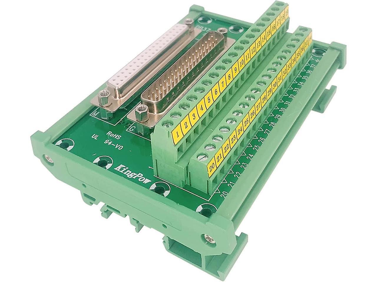 Werleo Db37 Male/female D-sub Din Rail Mount Interface Module, Rs232 D-sub Serial To 37-pin Port Terminal D-sub Terminal Block Breakout Board