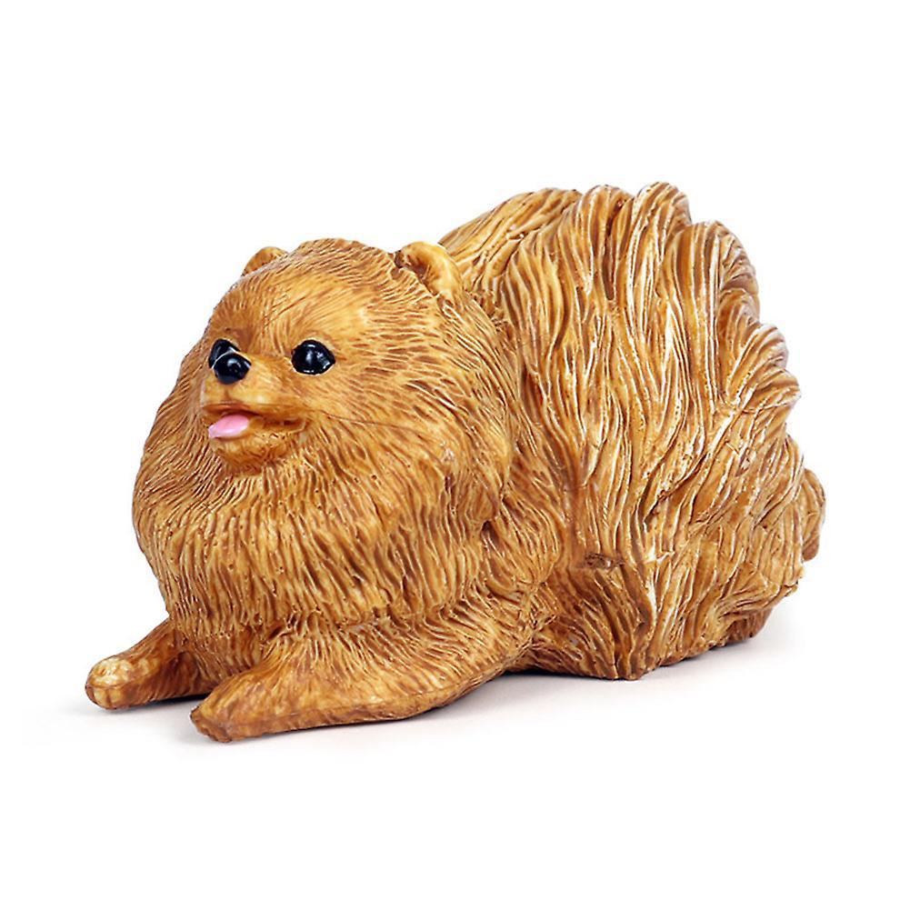 Haloppe Lovely Pomeranian Dog Animal Action Figure Model Home Decor Education Kids Toy Brown