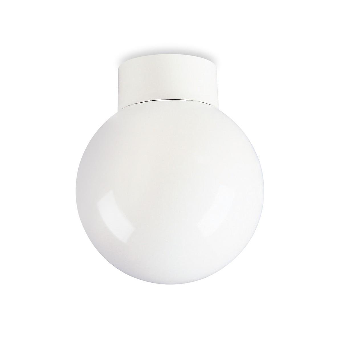 Opal 1 Light Glass Sphere Flush Globe Ceiling Light 100W White B22