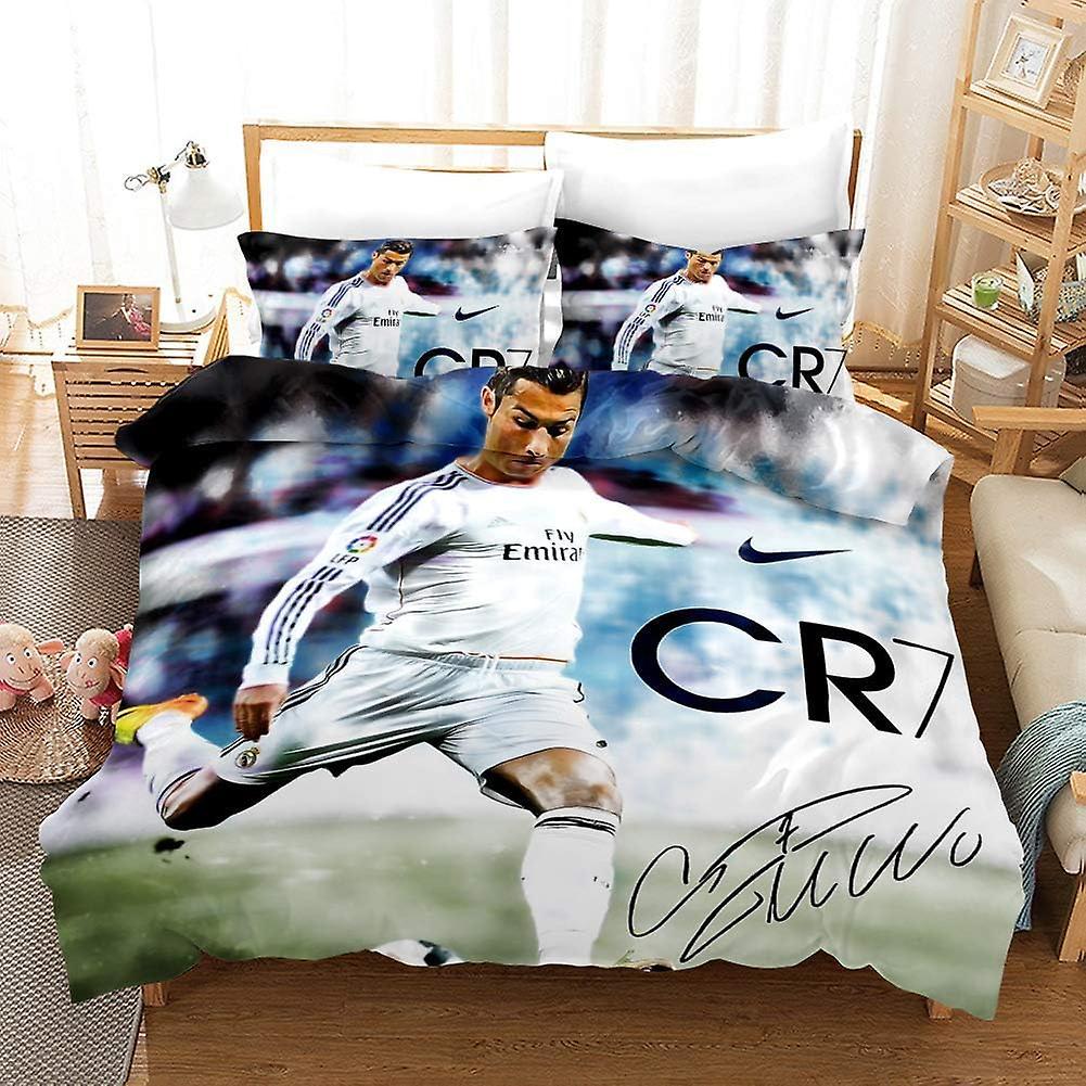 Kerota Cristiano Ronaldo Duvet Cover 100% Microfiber, 3D Digital Printed Bedding Set, 3 Piece King220x240cm