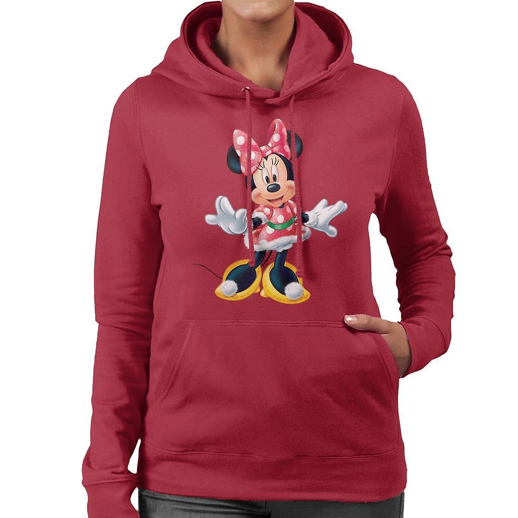 Disney Christmas Minnie Mouse Festive Pose Women's Hooded Sweatshirt Cherry Red XX-Large