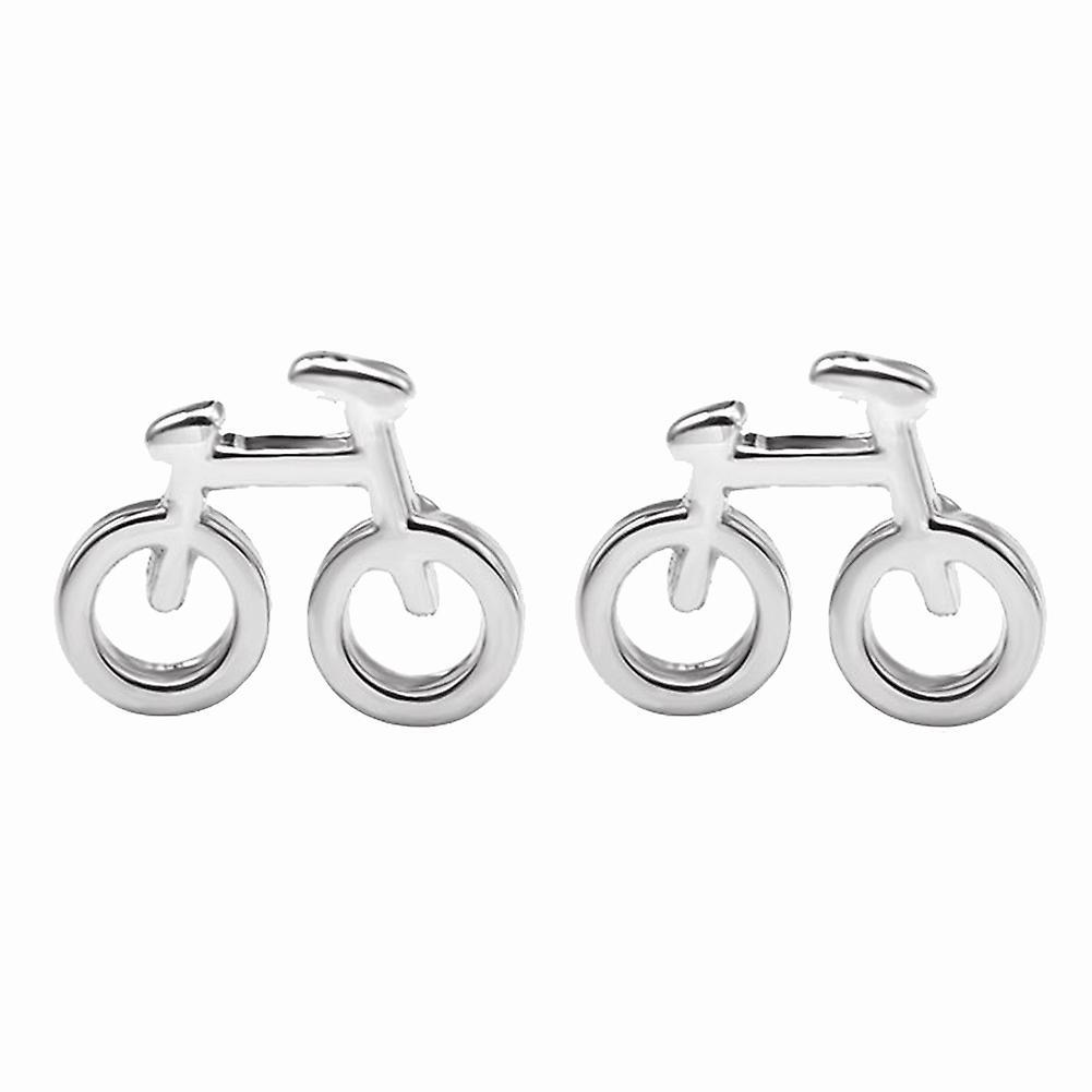 Tuelaly Women Fashion Jewelry Gift Cute Mini Bicycle Design Ear Stud Earrings Decor Silver