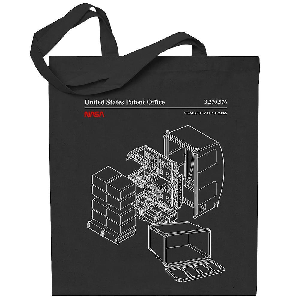 NASA Standard Payload Racks Blueprint Totebag Black 38 x 42 cm