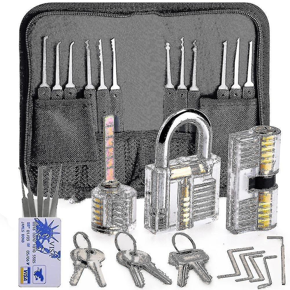 Generic 30-piece Lock Picking Set, Lock Pick Set With 3 Transparent Training Locks And Instructions