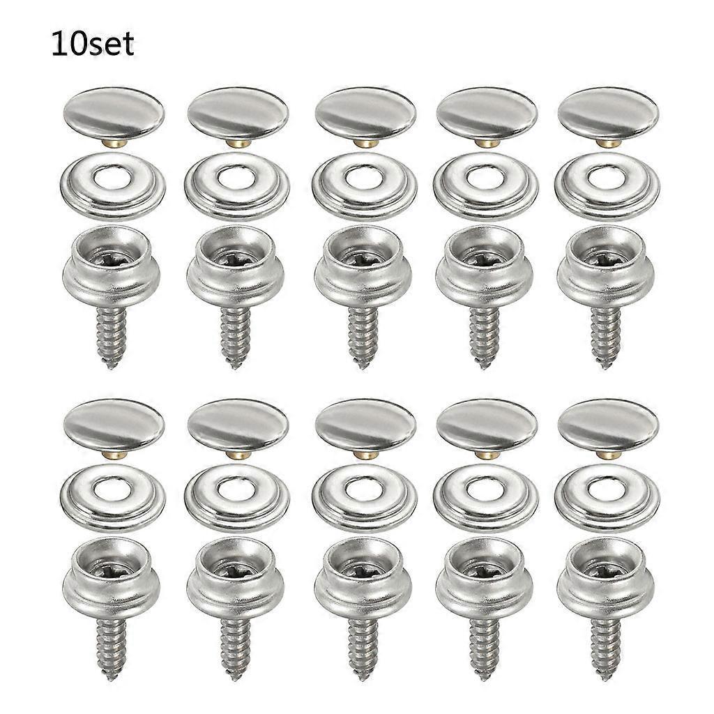 Unbrand 10 Sets Stainless Steel Snap Fastener Marine Yacht Boat Canvas Cover Tool Button Silver