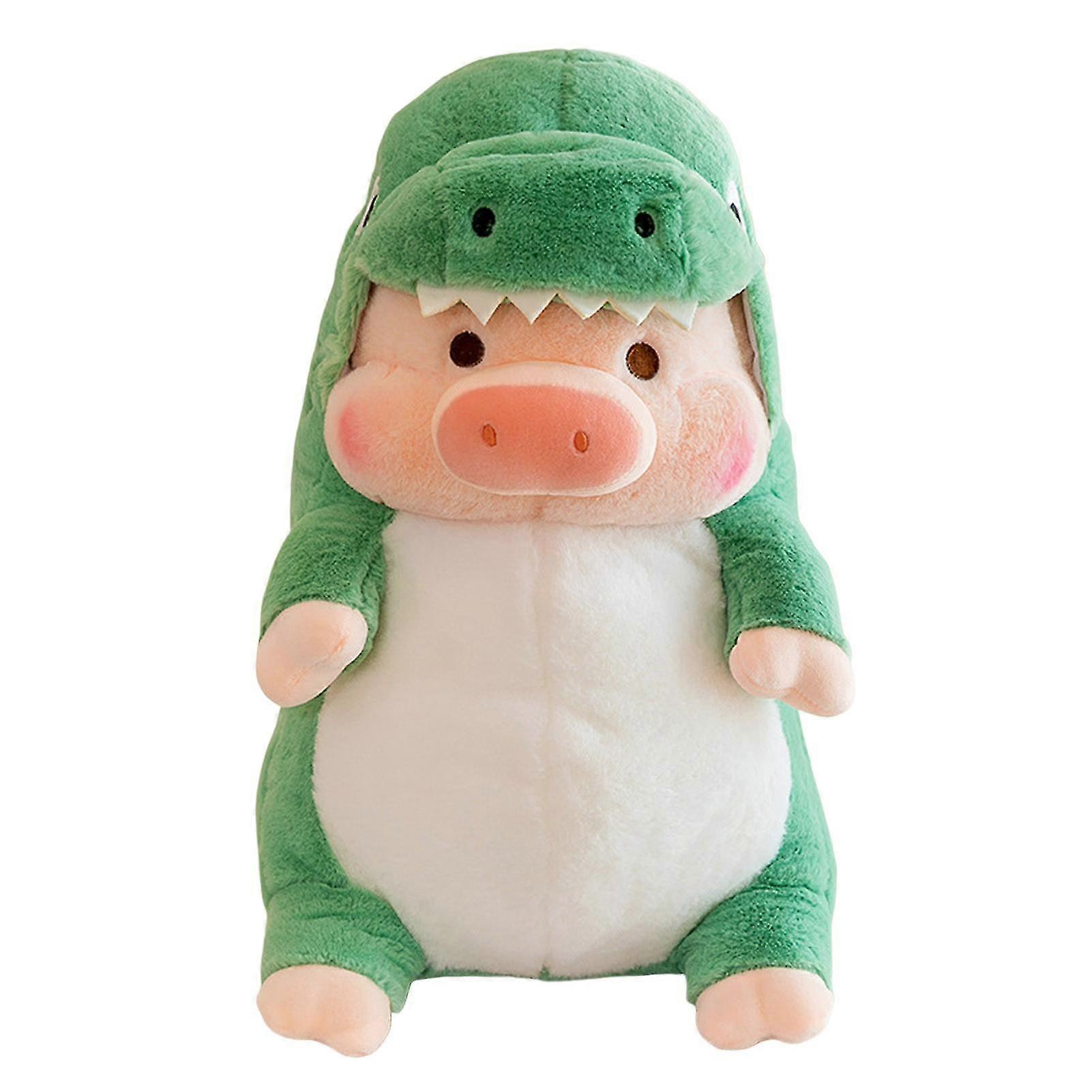 Wiuo Cartoon Transforming Pig Doll Dinosaur Shark Piggy Doll Pillow Girl Birthday Gift Plush Toys Green