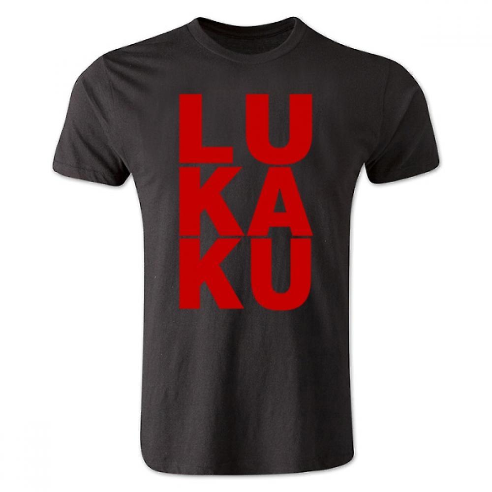 Gildan Romelu Lukaku Man Utd T-Shirt (Black/Red) Womens XS (Size 8 - 30 inch Chest)