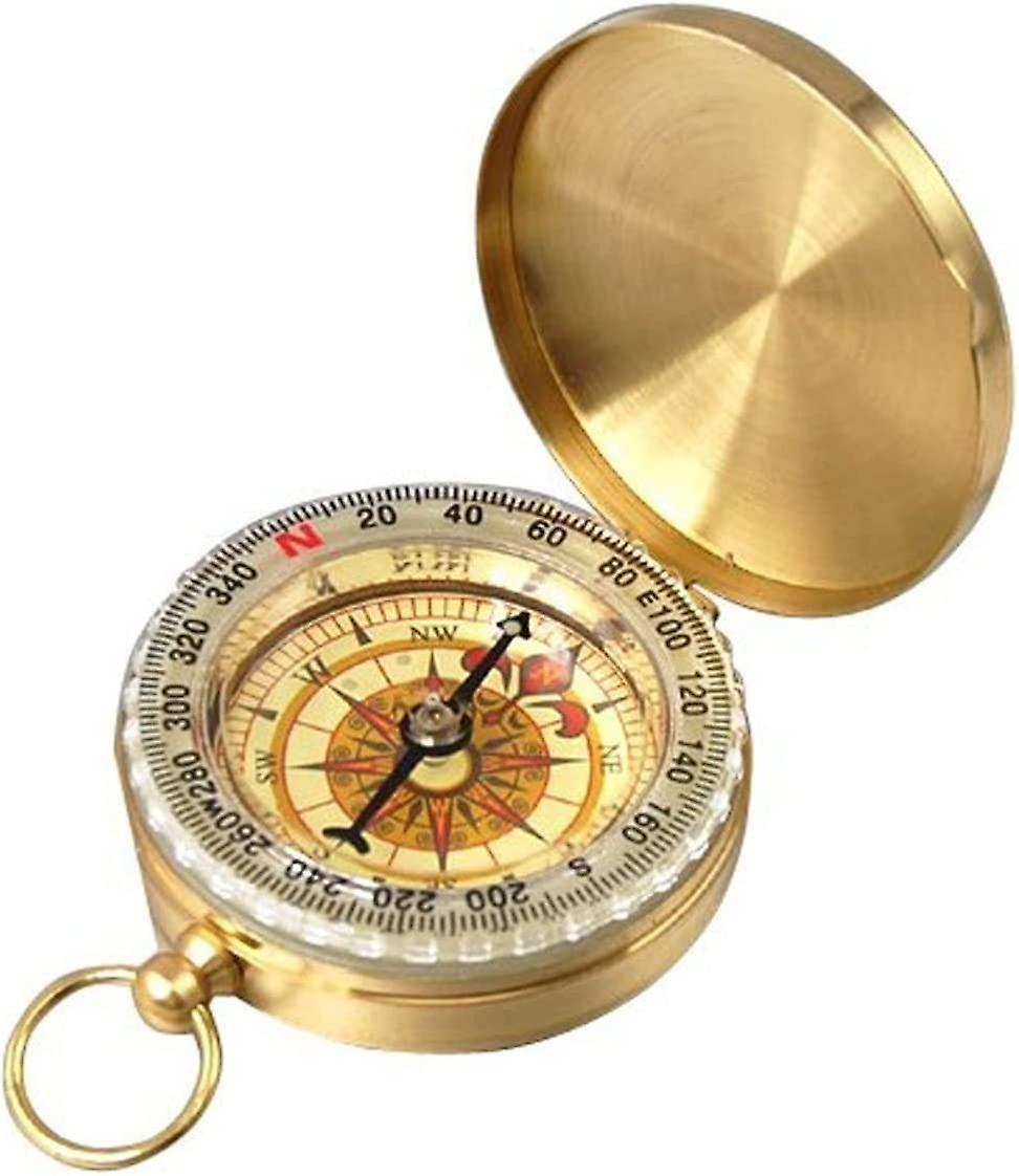 unbrand -Lentilal Metal Portable Retro Compass For Hiking/Travel/Camping/Wildlife/Navigation (Gold)