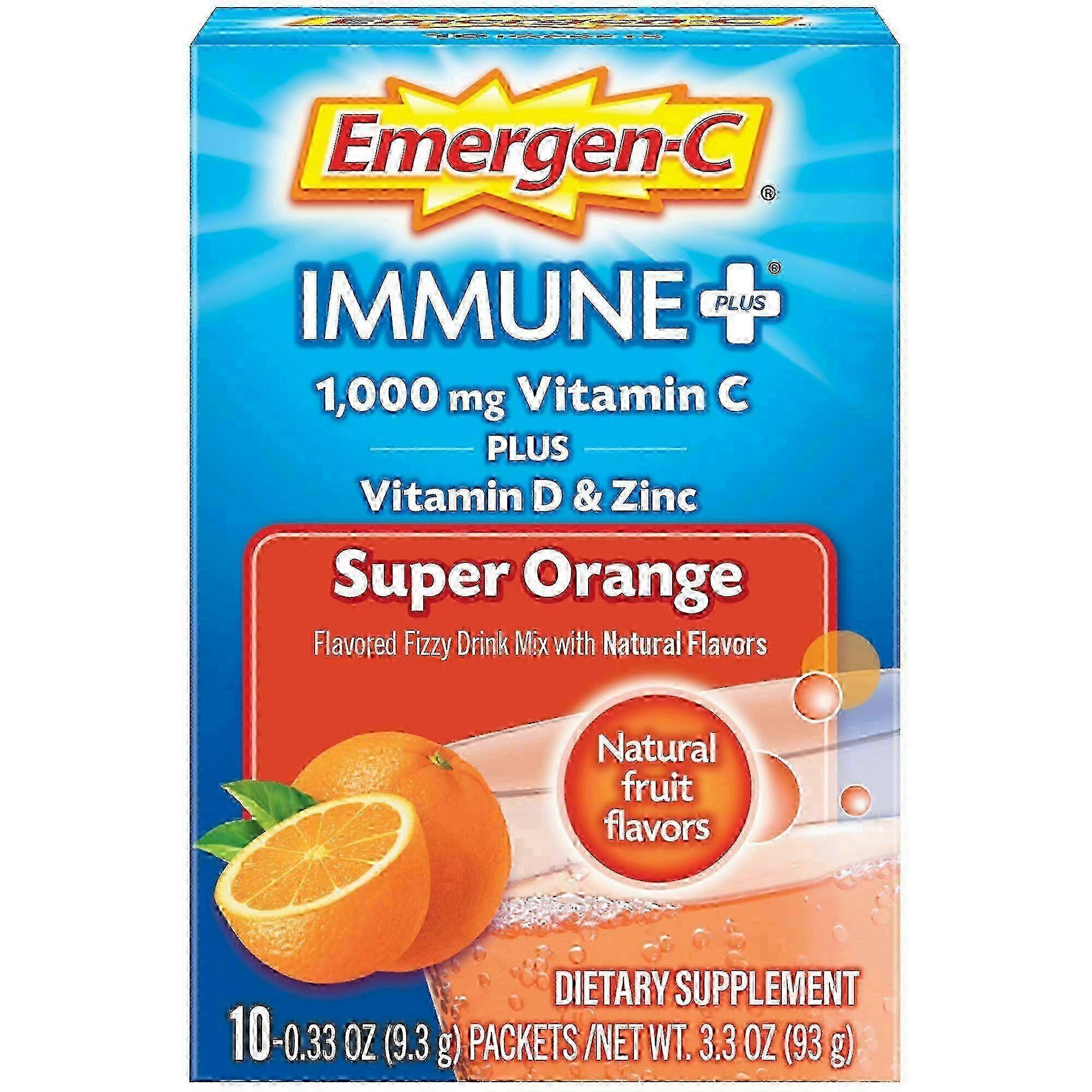 Emergen-c Immune Plus Vitamin C Supplement For Immune Support, Super Orange, 10 Ea