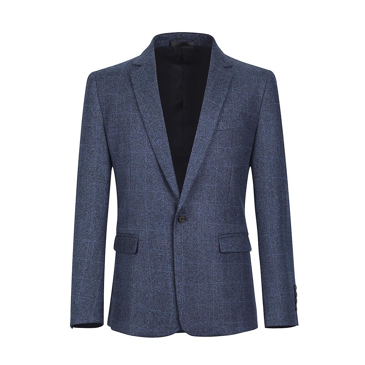 Allthemen Casual Slim Fit Single-breasted Gentlemen Suit Jacket Blue M