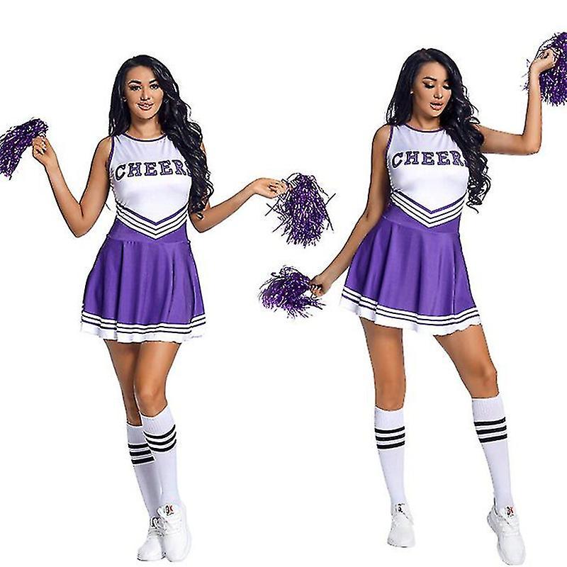 Jielin Cheerleader Costume Women's Fancy Dress Uniform With Pompoms, High School Cheerleader Costume For Halloween Party Fancy Dress Carnival dark ...