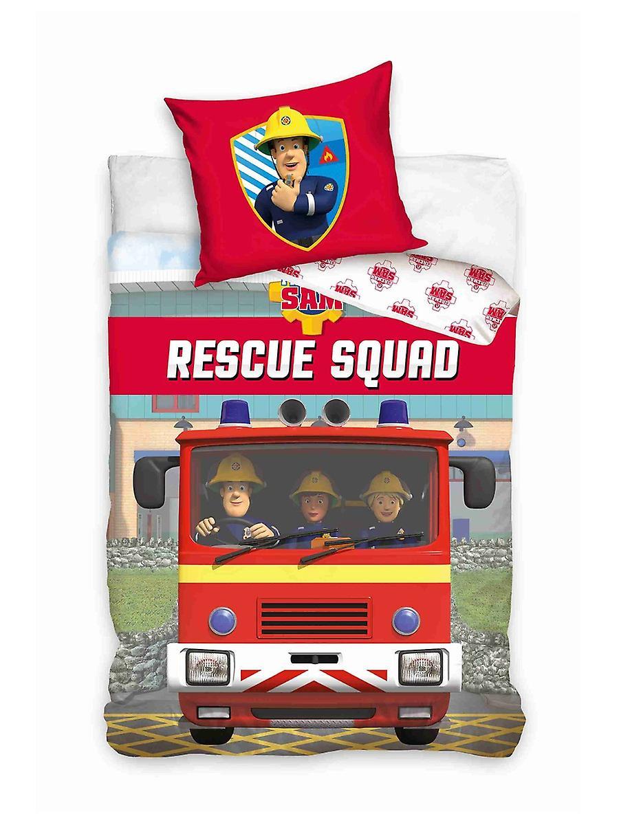 Fireman Sam Rescue Squad Single Duvet Cover and Pillowcase Set - European Size