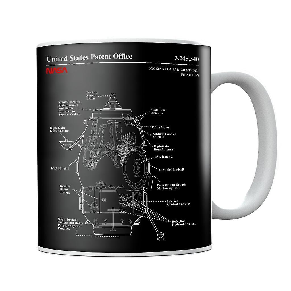 NASA Russian Docking Compartment Blueprint Mug Black 10oz