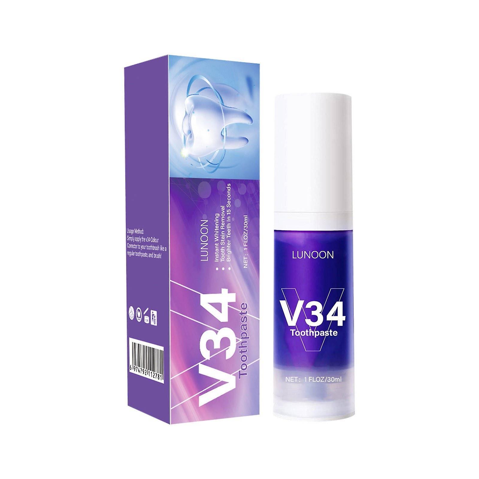 Taishh New V34 Toothpaste V34 Toothpaste Removes Stains Teeth Bright Teeth Fresh 30ml Purple