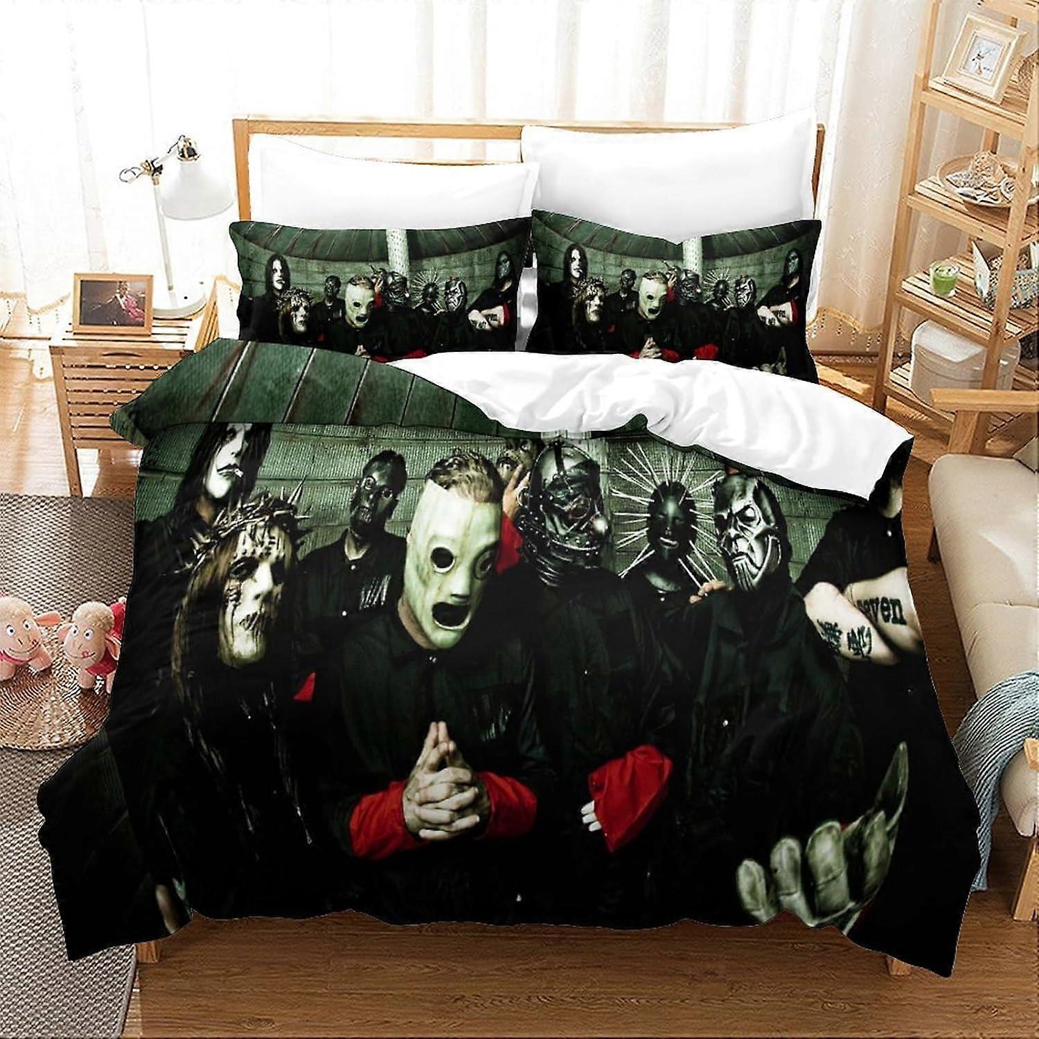 Kerota Slipknot Duvet Cover Set Rock Band Pattern Bedding Set 3D Digital Printing Quilt Cover Microfiber Bedspread Blanket King220x240cm