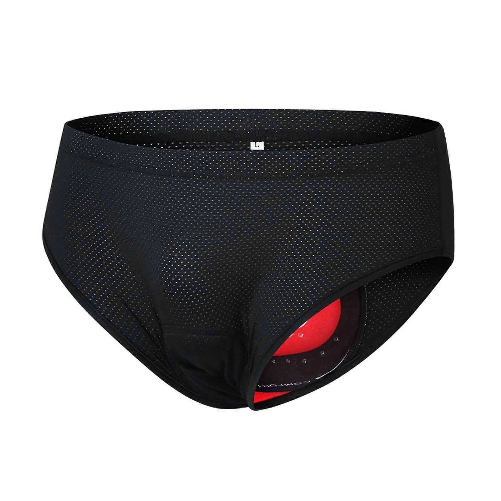 Wosawe Men Bike Underwear Breathable Padded Bicycle Briefs Cycling Underwear Shorts Black L