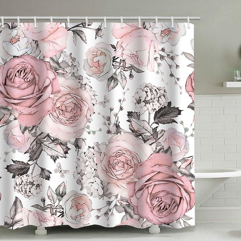 Numb Pink Flowers Shower Curtain, Bathroom Waterproof Fabric Shower Curtain With 12 Plastic Hooks,multiple Sizes(pink Flowers) 200*230cm