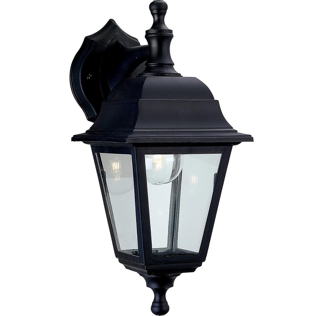 Oslo 1 Light Outdoor Wall Lantern UplightDownlight Black Resin IP44 E27