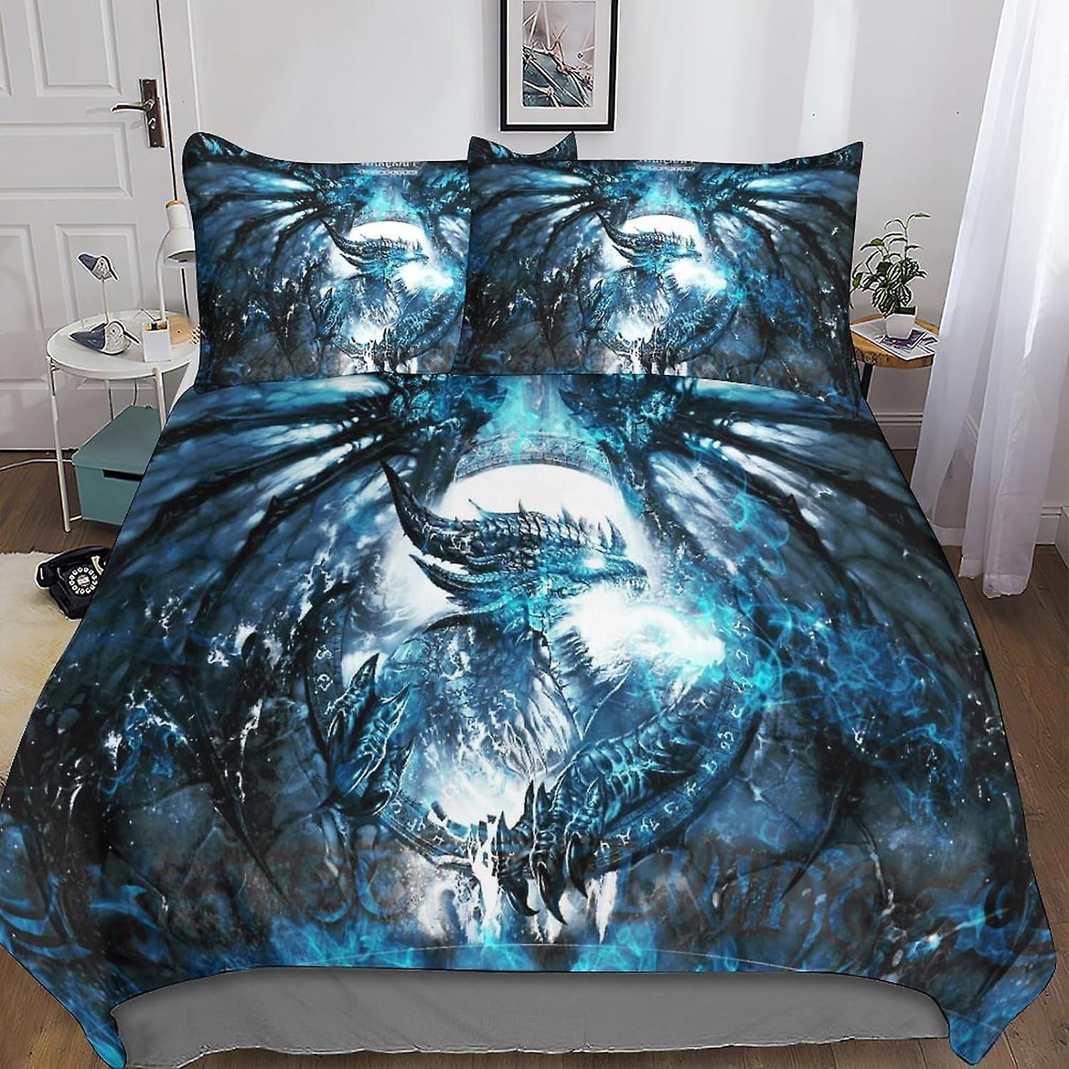 Kerota Warcraft Sets Duvet Cover Pillowcases 3D Microfiber WOW Game Bedding Set Bed Linen With Zipper Closure 3 Pcs Double200x200cm