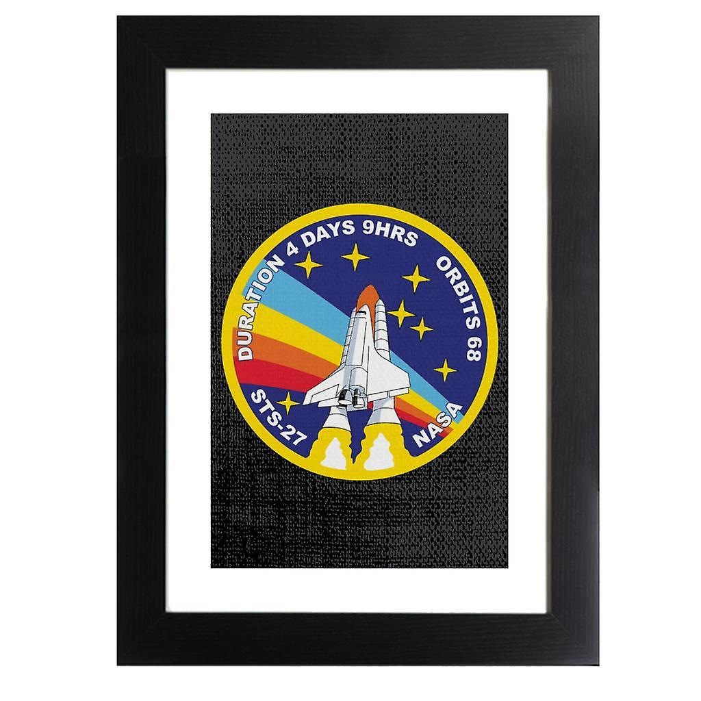 NASA STS 27 Atlantis Mission Badge Framed Print Black 39 x 52 cm