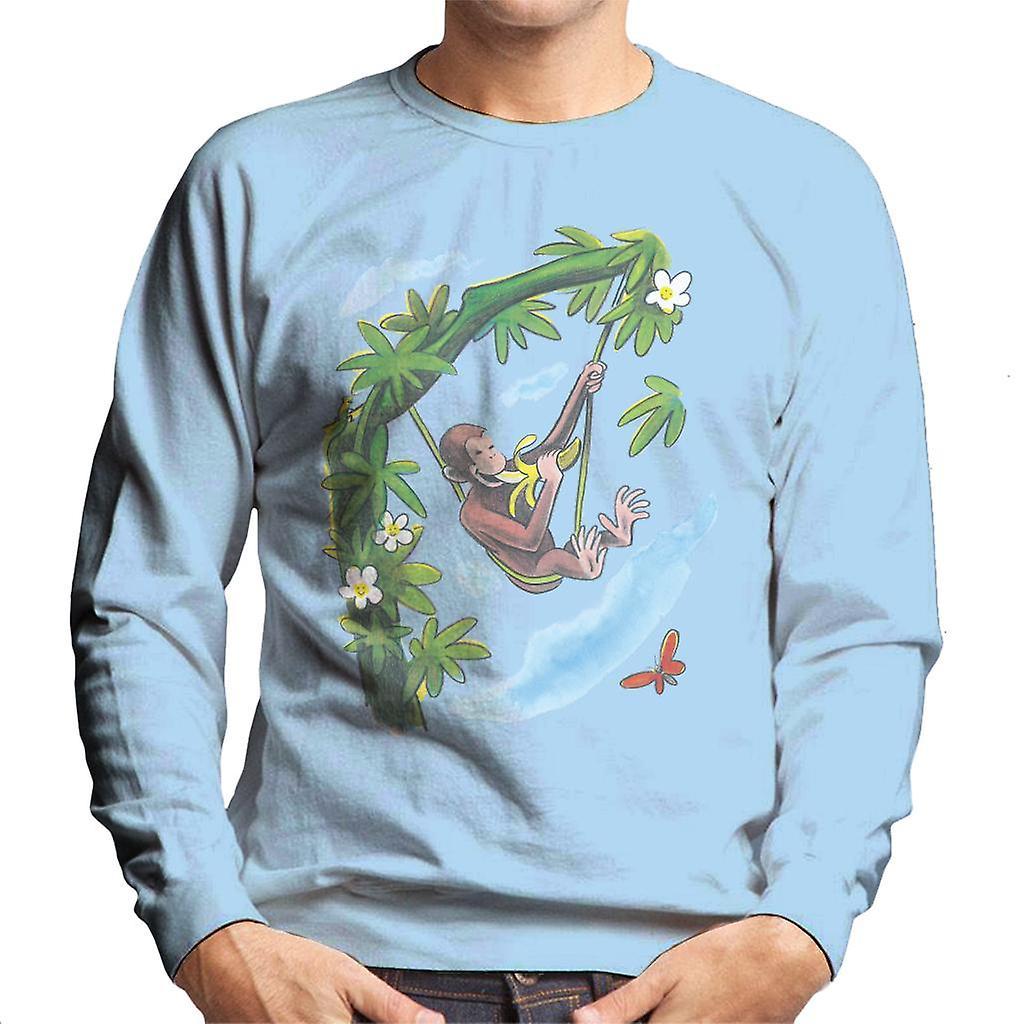 Curious George Vine Hammock And Banana Men's Sweatshirt Sky Blue XX-Large