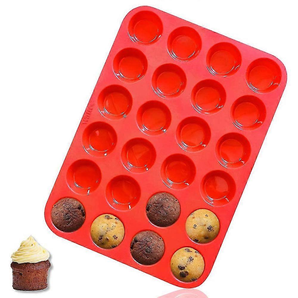 Tinor Non Stick Silicone Mini Muffin & Cupcake Baking Pan 24 Cup , Bpa Free, 100% Silicon & Dishwasher Safe Bakeware