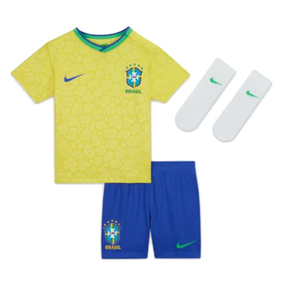 Nike 2022-2023 Brazil Home Little Boys Mini Kit Yellow MB 5-6yrs (110-116cm)