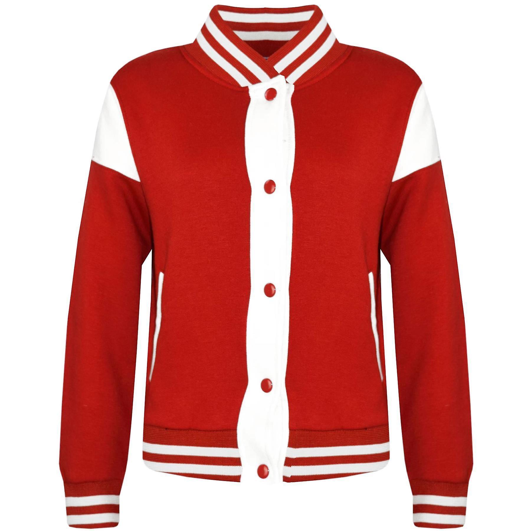 A2Z 4 Kids Kids B.B Plain Jacket New Red Varsity Style Long Sleeve Coat Girls Boys 2-13 Yrs 9-10 Years