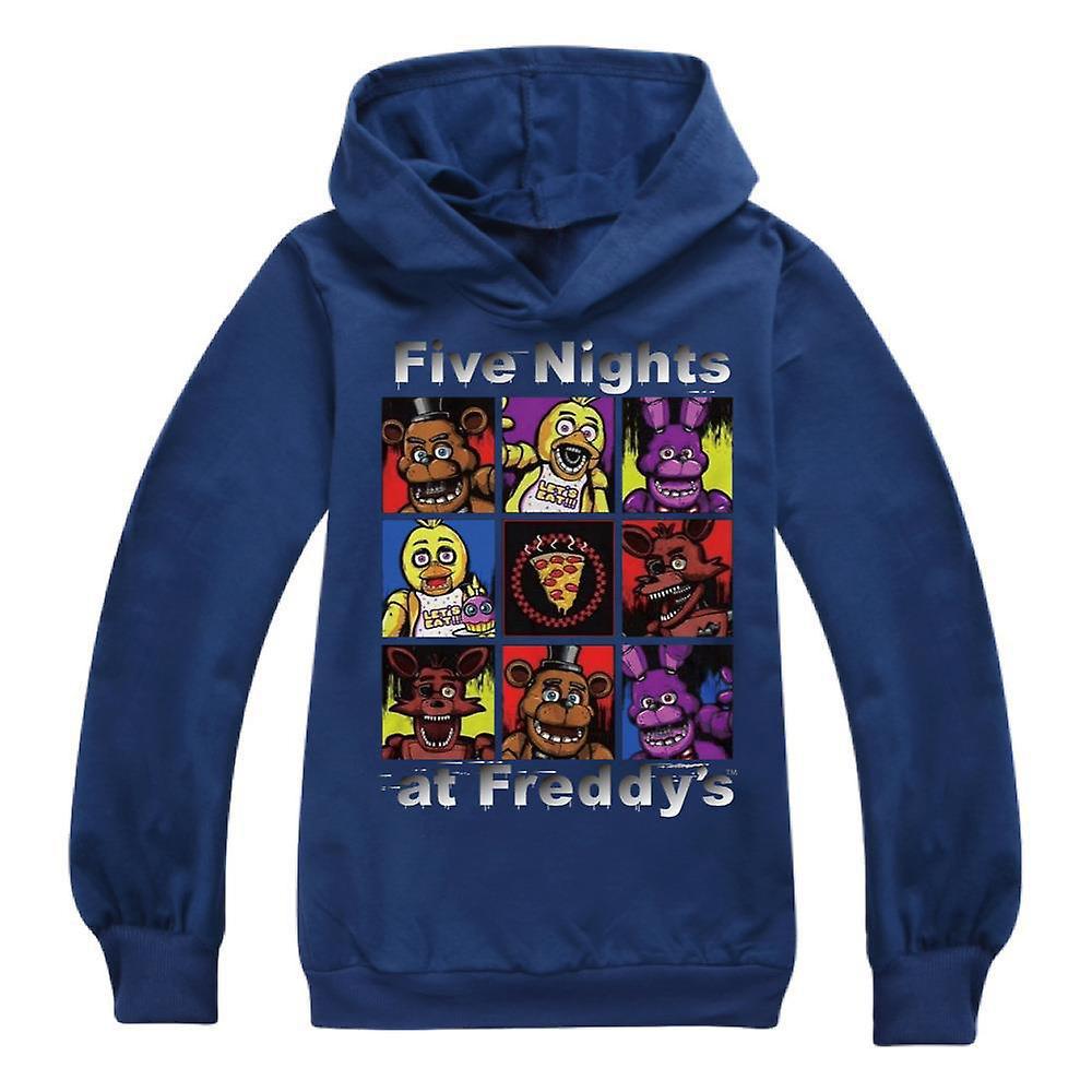 Bestdaily Five Nights At Freddy's Fnaf Kids Casual Long Sleeve Hooded Sweatshirt Hoodie Boys Girls Cartoon Horror Game Tops Pullover Gifts Navy Blu...