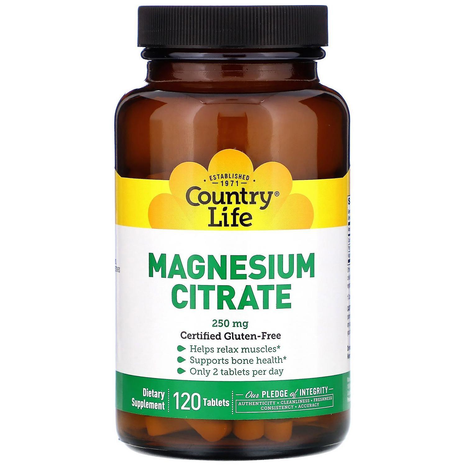 Country Life, Magnesium Citrate, 250 mg, 120 Tablets