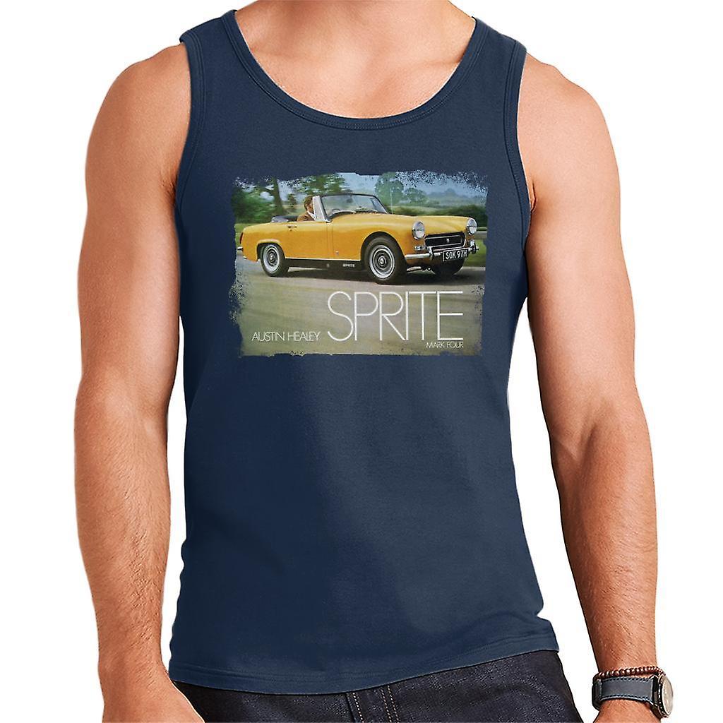 Austin Healey Sprite Mark IV Yellow British Motor Heritage Men's Vest Navy Blue XX-Large