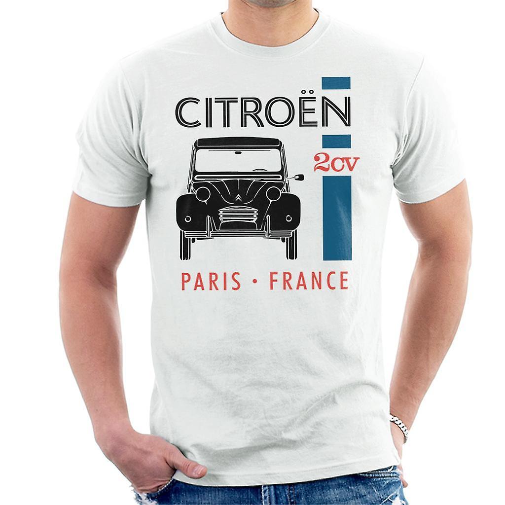 Citro�n Citroen Black 2CV Paris France Single Stripe Men's T-Shirt White Large