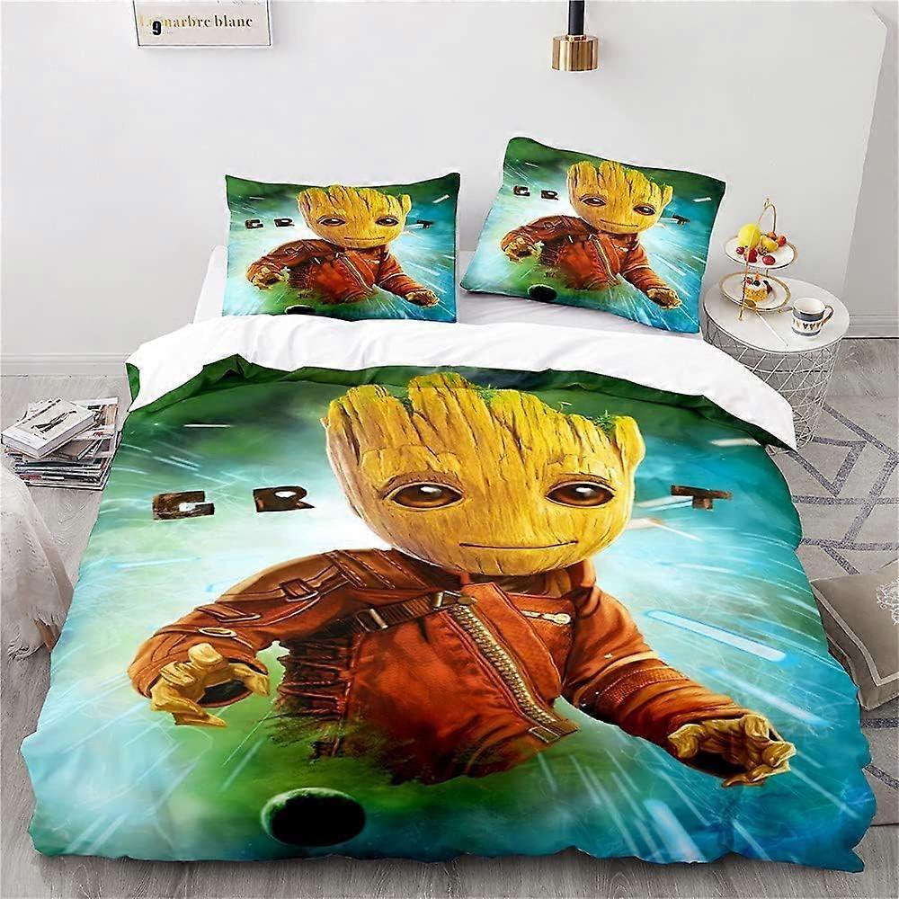 Kerota Duvet Cover Set 220x240, Groot Duvet, 3D Printed Microfiber Bedding Set with Zipper and 2 Pillowcases Double200x200cm