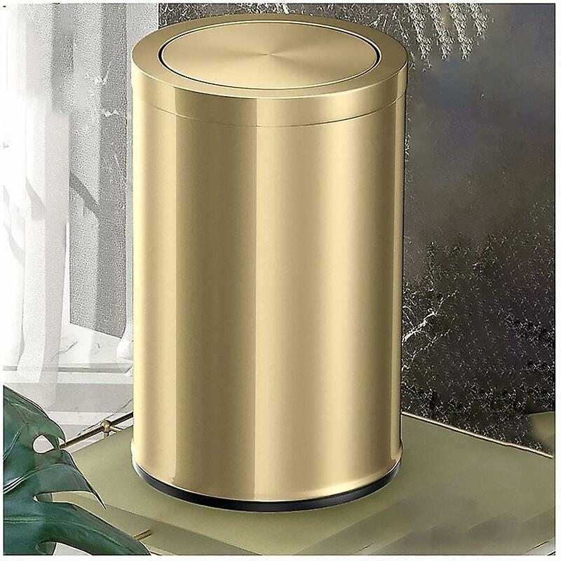 Ln-bathroom Bin With Swing Lid, 9l Small Bin, Metallic Gold Steel, 20 X 31cm