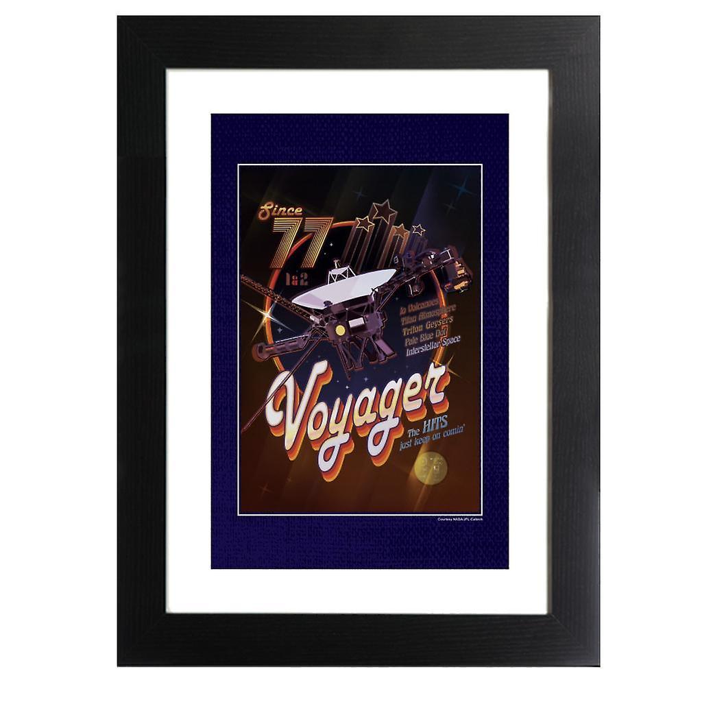 NASA Voyager Disco Interplanetary Travel Poster Framed Print Navy Blue 39 x 52 cm