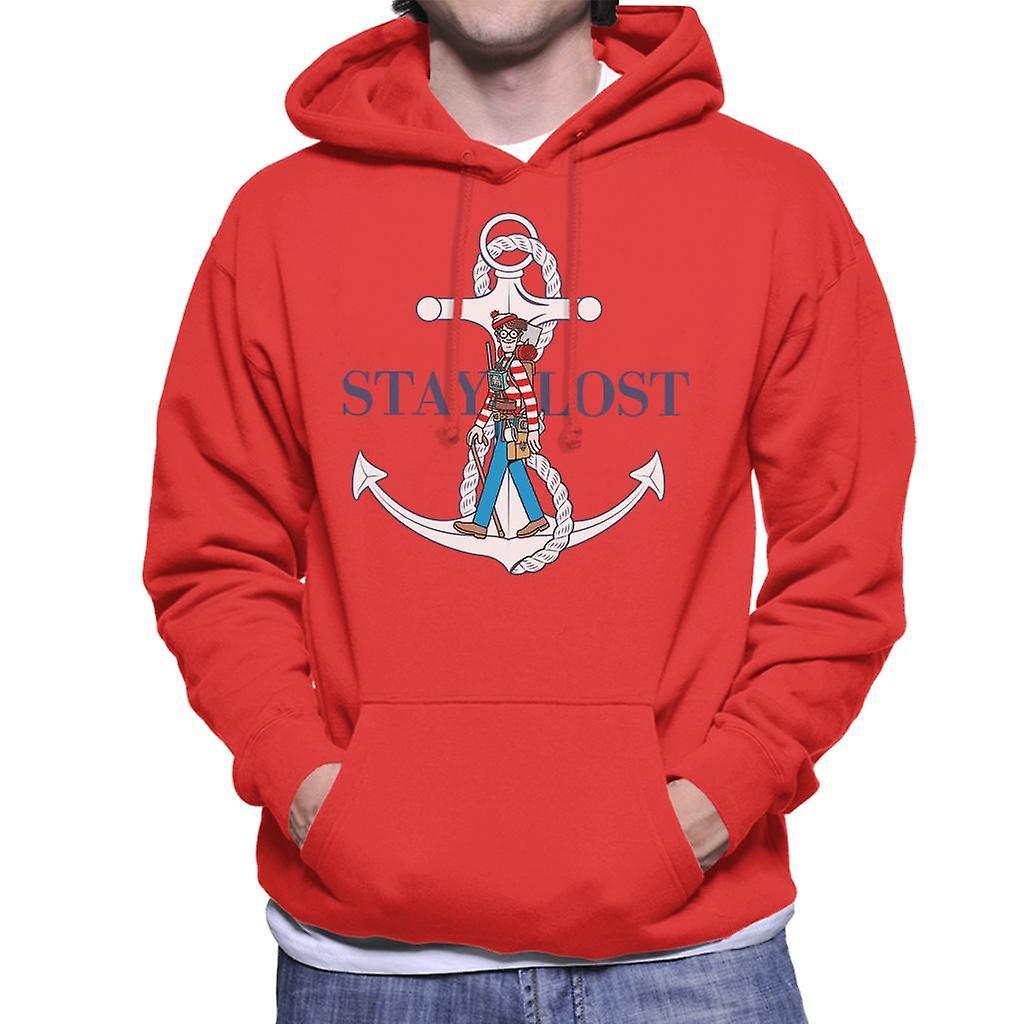 Wheres Wally Where's Wally Stay Lost Men's Hooded Sweatshirt Red Medium