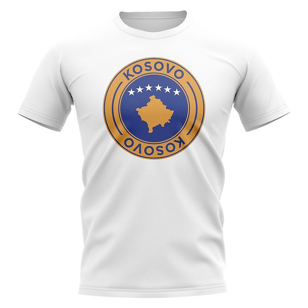 UKSoccerShop Kosovo Football Badge T-Shirt (White) XXLW